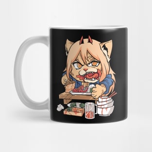 Devil Cat eat sushi Mug